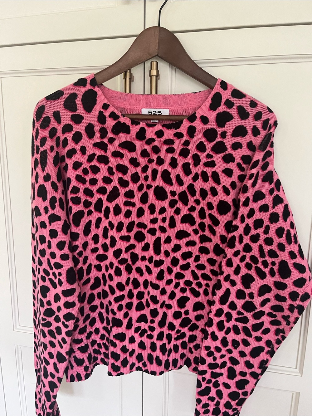 525 America Pink and Black Leopard Crewneck Sweater